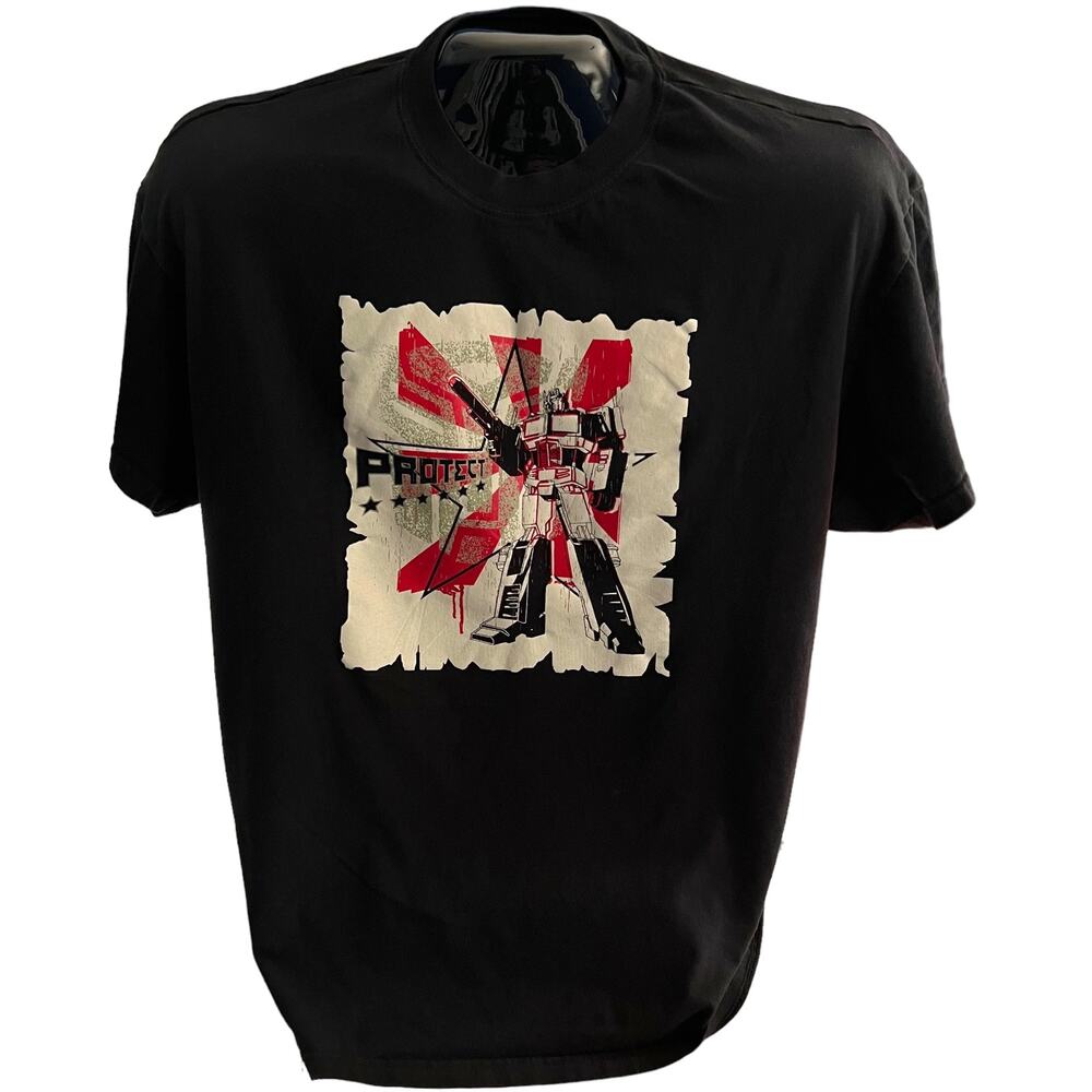 Transformers Optimus Prime Protect T-Shirt XL Black 2009 Hasbro Graphic Tee‎